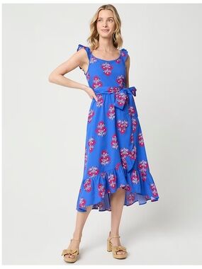 Tie-waist wrap dress - Bright Grotto Multi